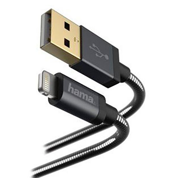 Кабель HAMA Metal 00173626 USB (m)-Lightning (m) черный 1,5м
