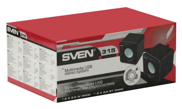 Компьютерная акустика Sven 315 2.0 черный 5Вт портативные